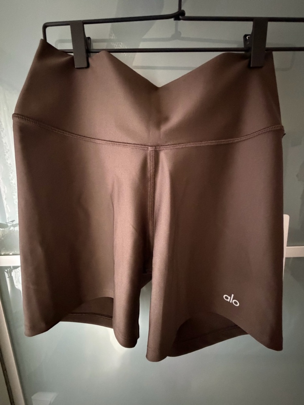 ALO Yoga High-Rise Bike Shorts in Brown - Picture 2 of 5